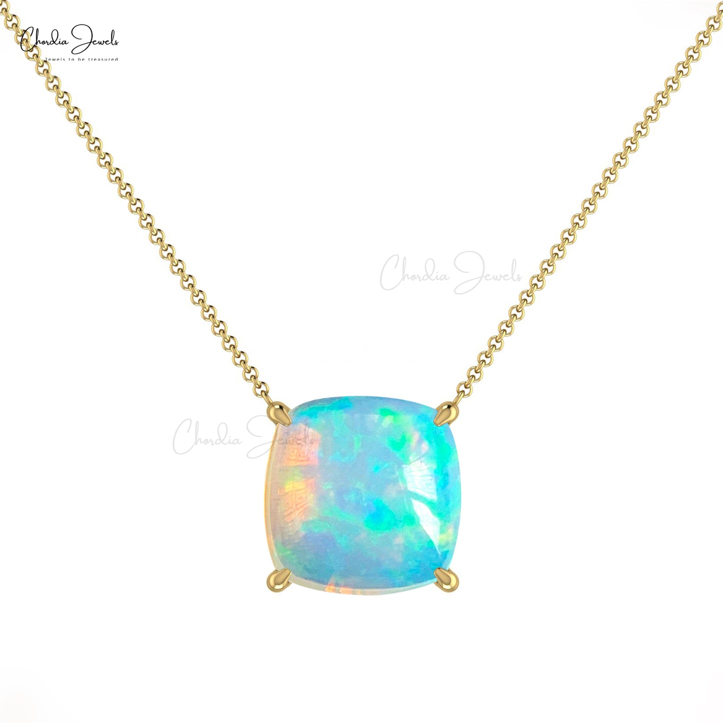14K Yellow Gold Australian Opal Necklace | Sylvan's Jewelers