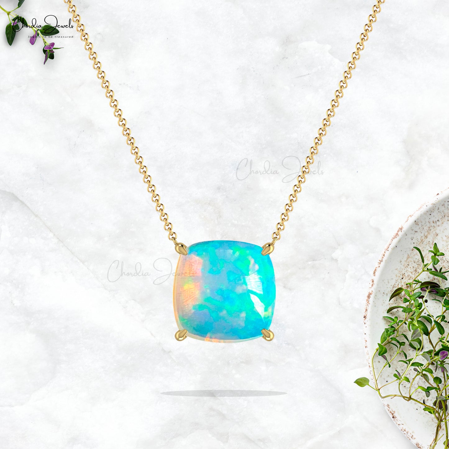 Opal Solitaire Necklace