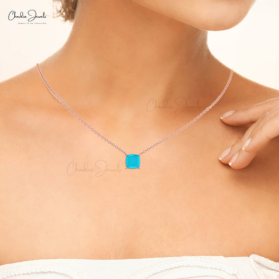 Turquoise Small Heart Necklace | Real Turquoise CZ| 14K Gold | 8MM Hea –  YanYa