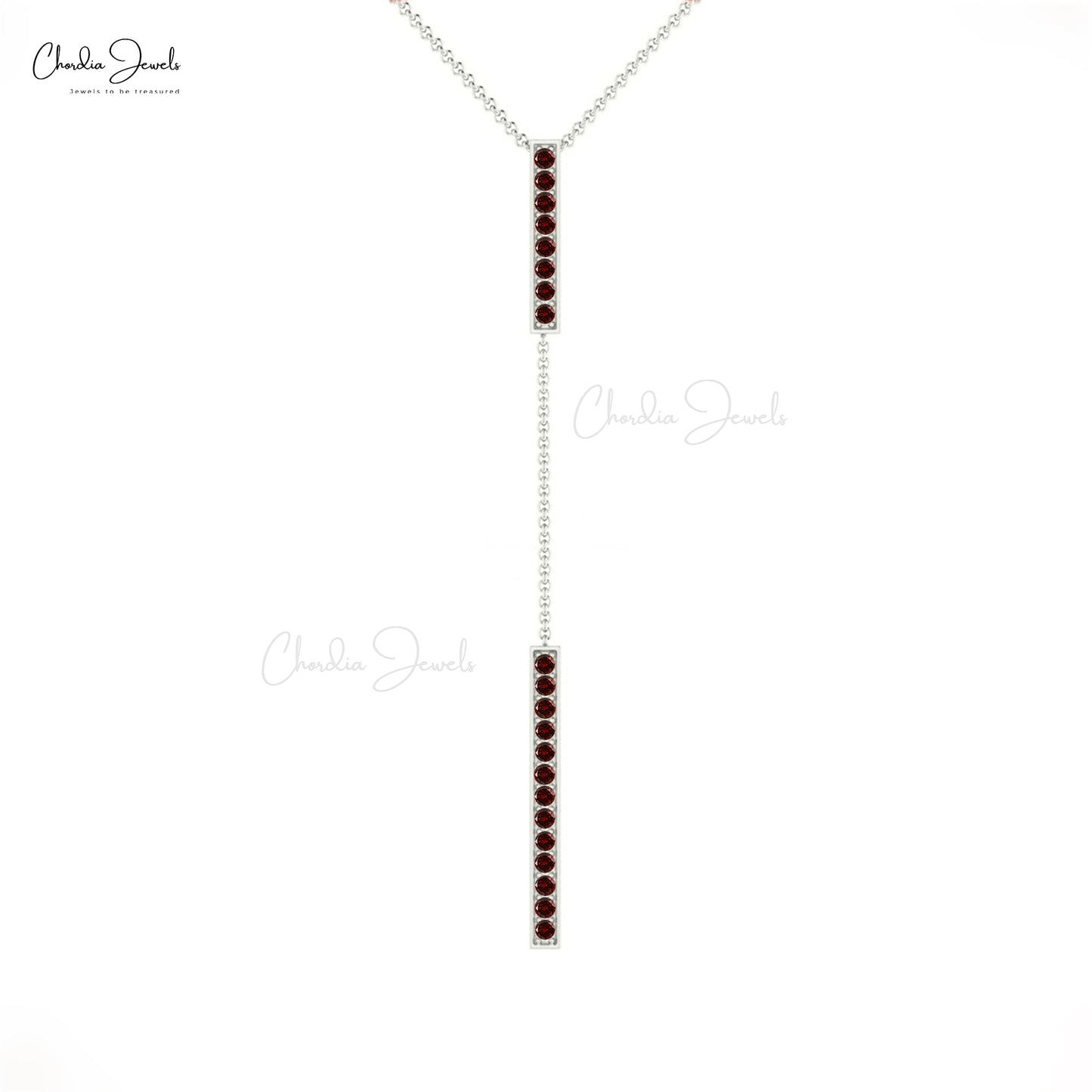 Real 14k Gold Red Garnet Gemstone Long Drop Necklace For Gift