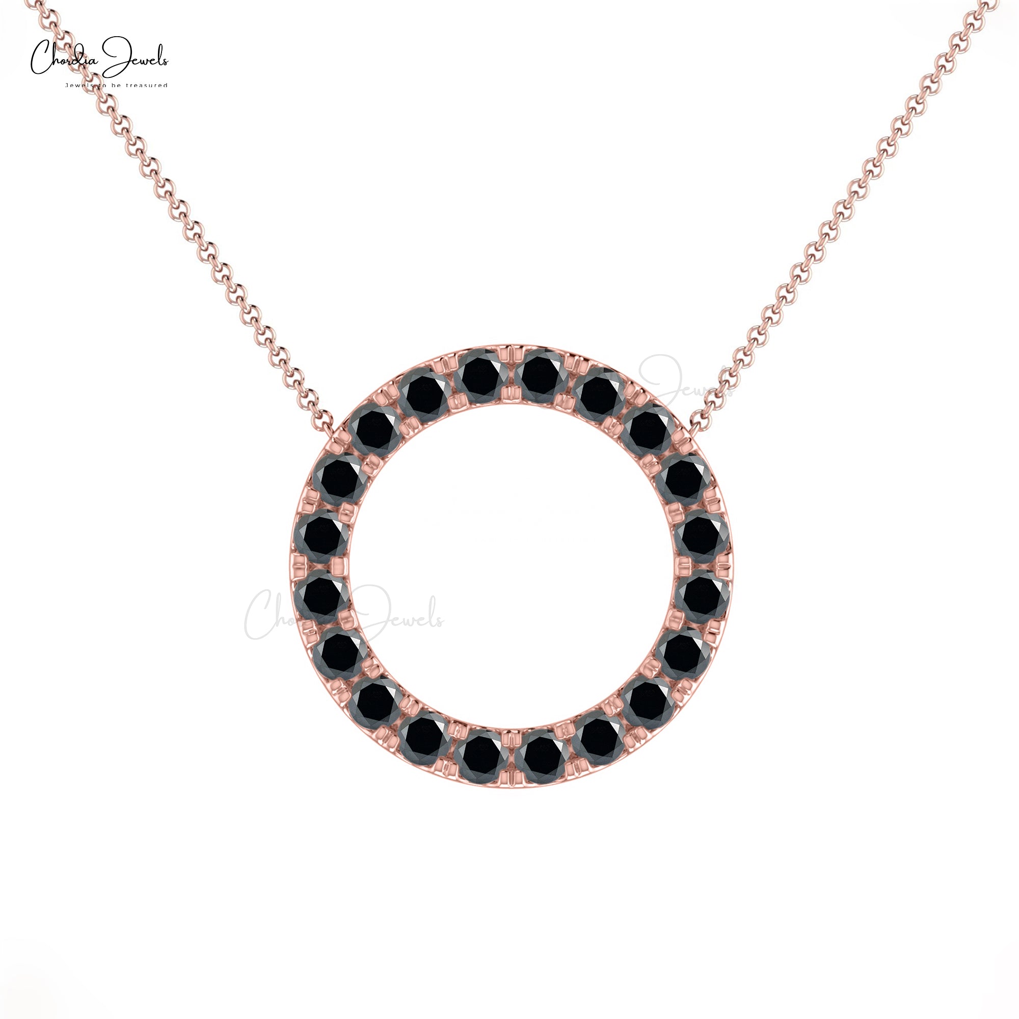 Rose Gold Necklace Black Diamond Chains And Pendants Dainty Black