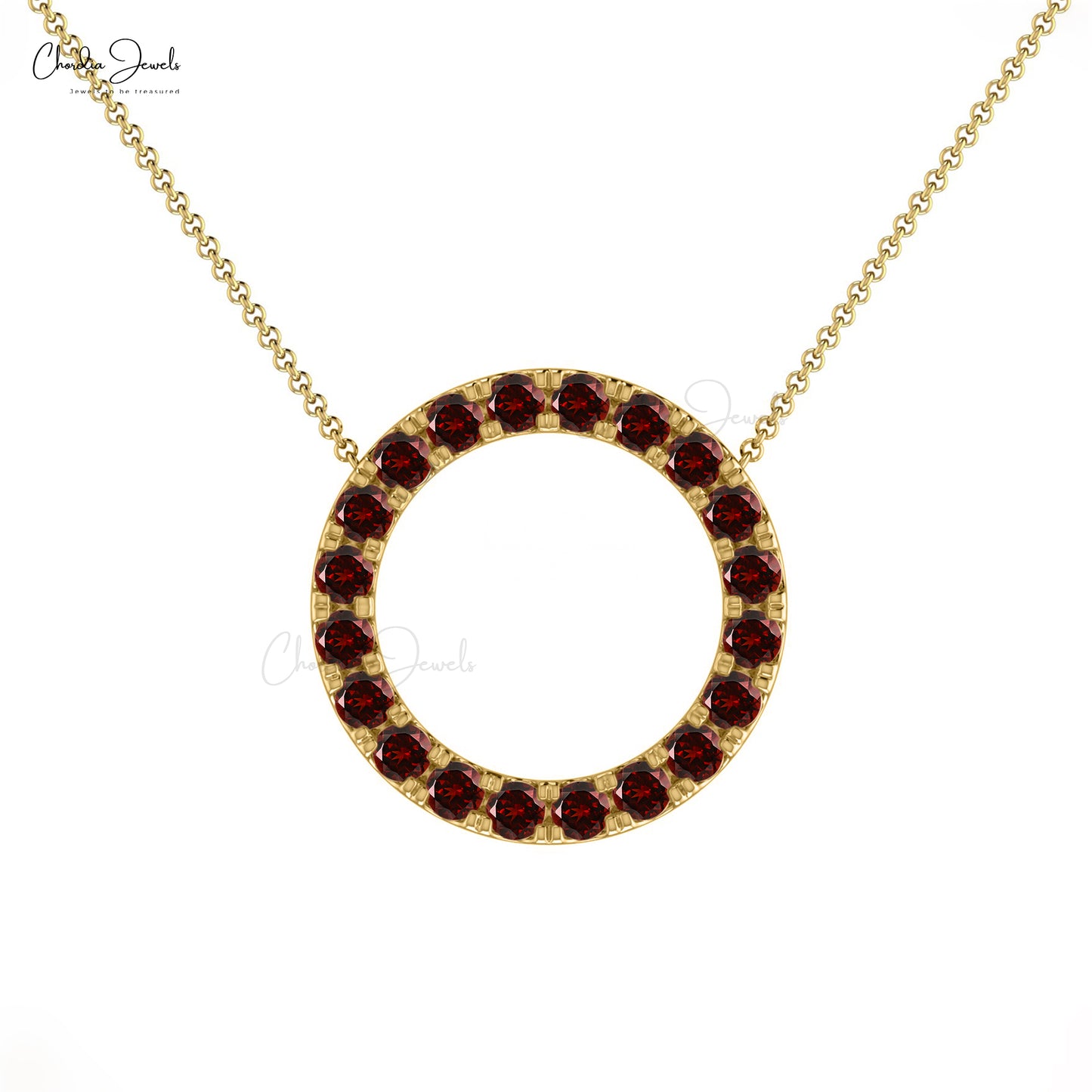 Real Garnet Gold Chain Necklace