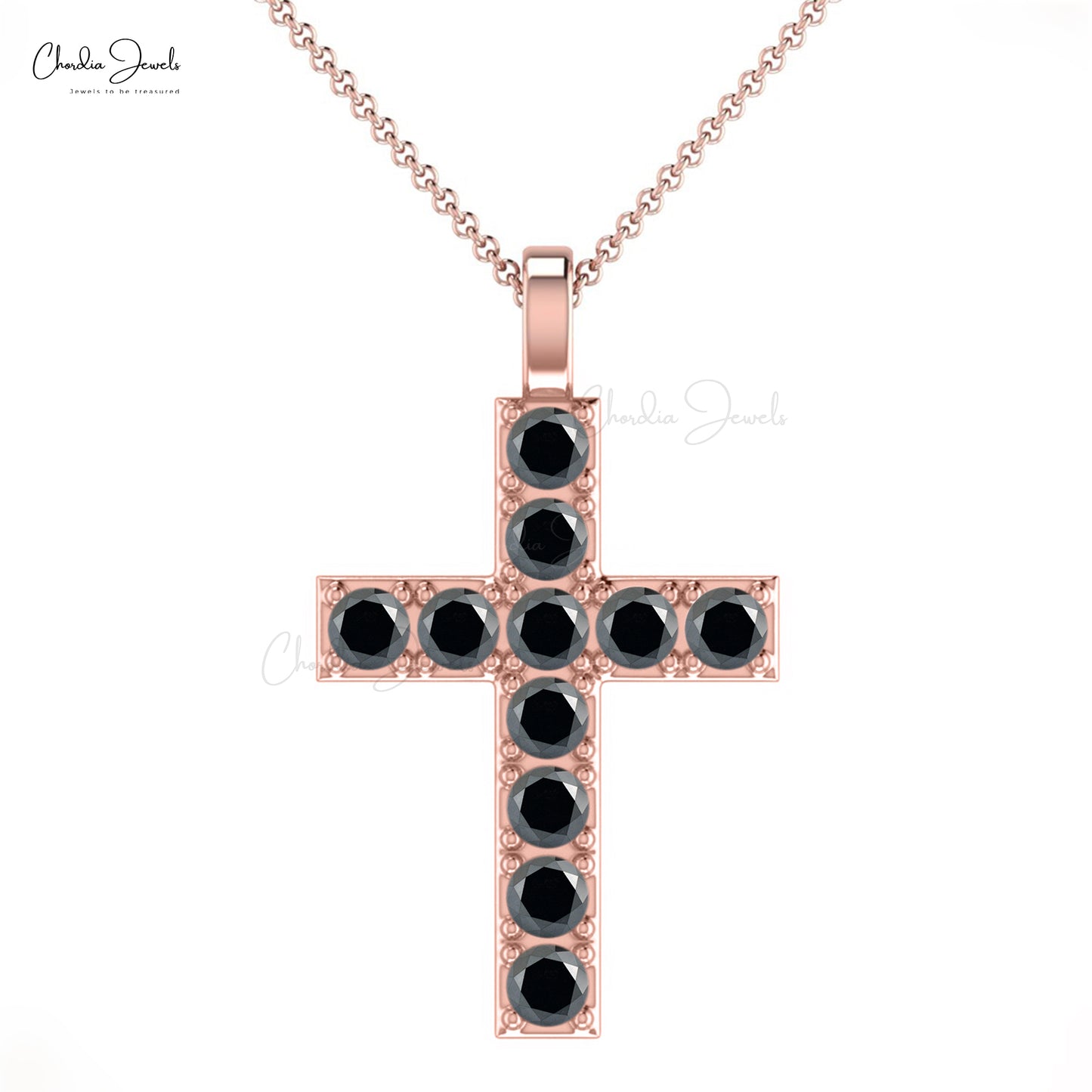 Black Diamond Cross Necklace 1/8 ct tw 10K Rose Gold | Jared