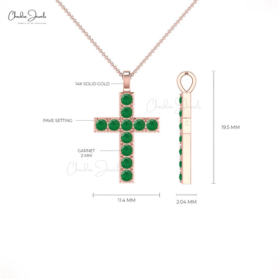Load image into Gallery viewer, Genuine Emerald Cross Locket Pendant 2mm Brilliant Round Cut Gemstone Pave Set Pendant 14k Solid Gold Pendant For Wife
