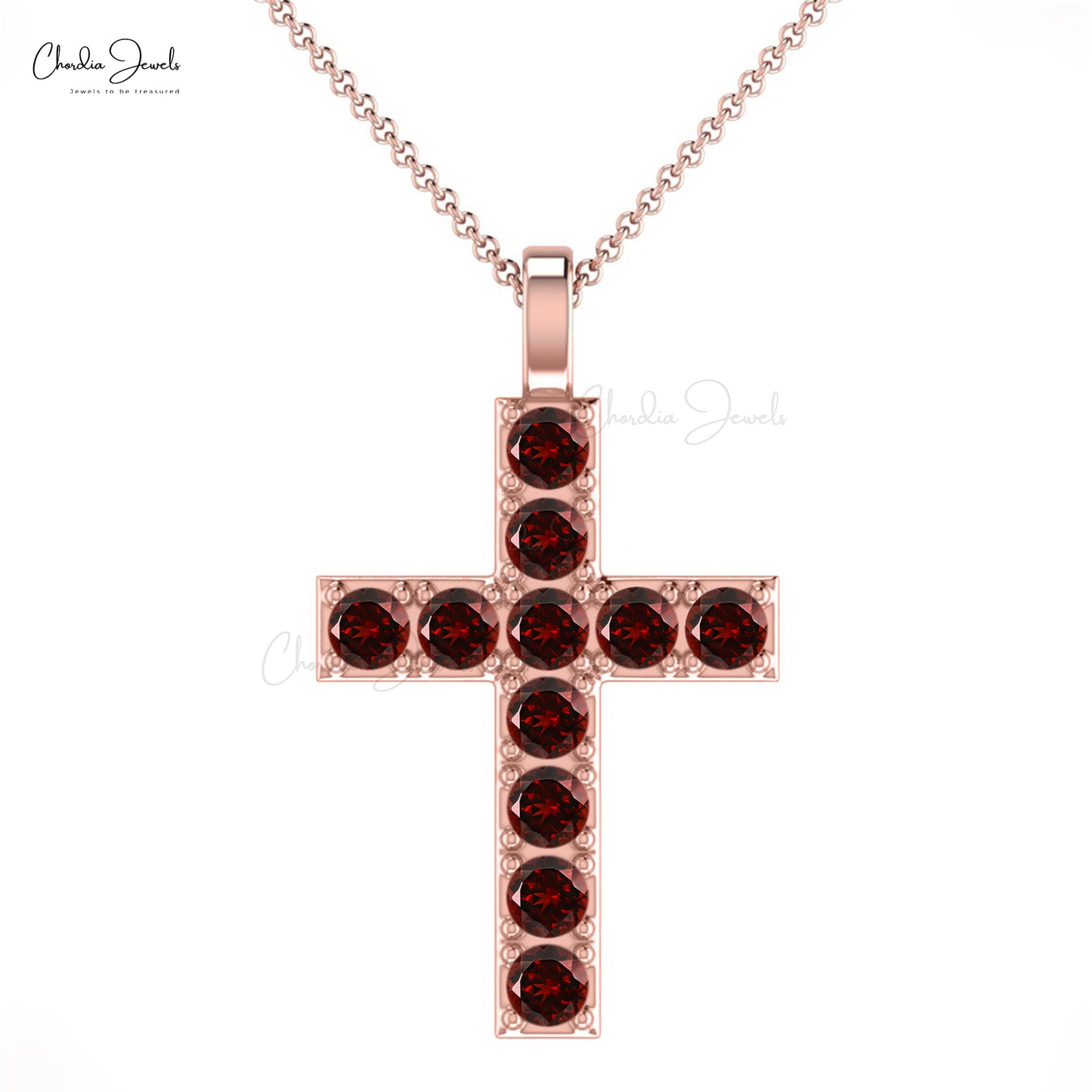 Garnet Cross Locket Pendant