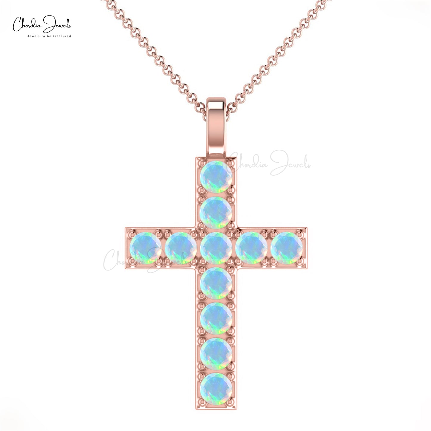 Natural Opal Cross Pendant