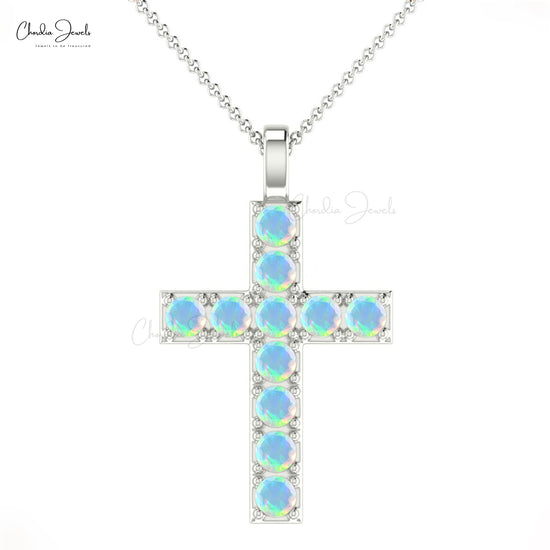 Natural Opal Cross Pendant