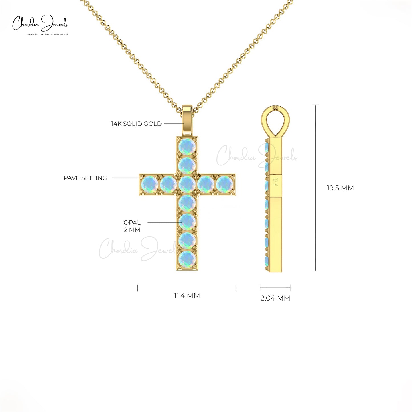 Natural Opal Cross Pendant