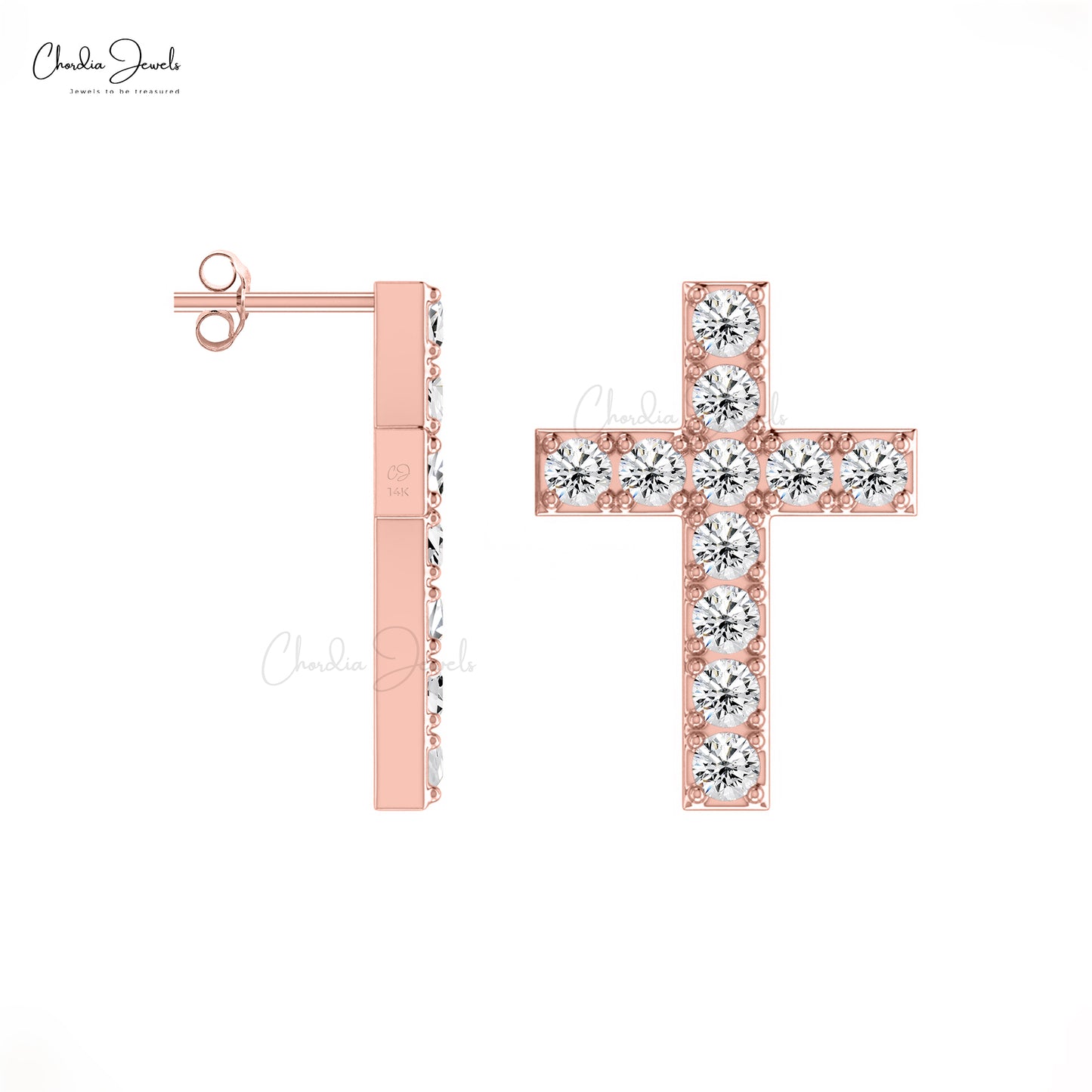 Buy White Diamond Cross Earrings