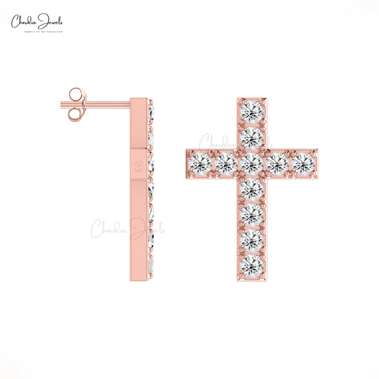Buy White Diamond Cross Earrings