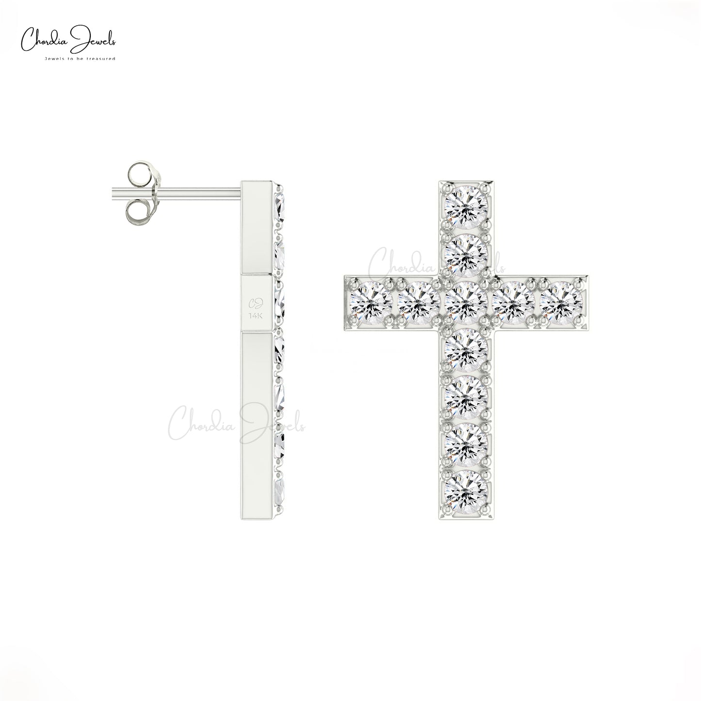 Buy White Diamond Cross Earrings