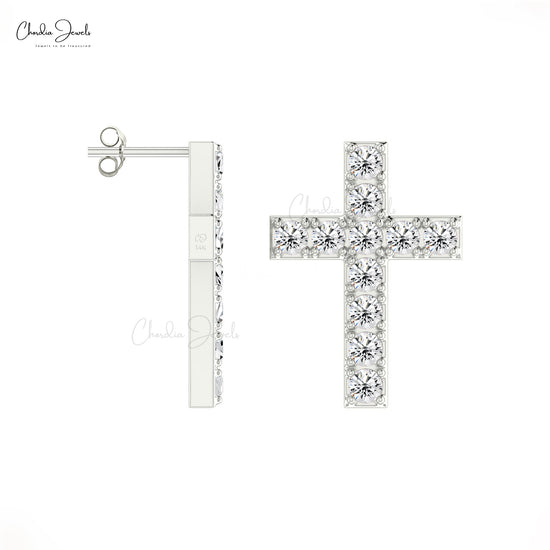 Buy White Diamond Cross Earrings