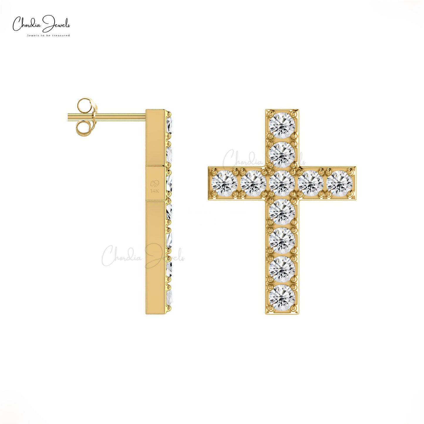Buy White Diamond Cross Earrings