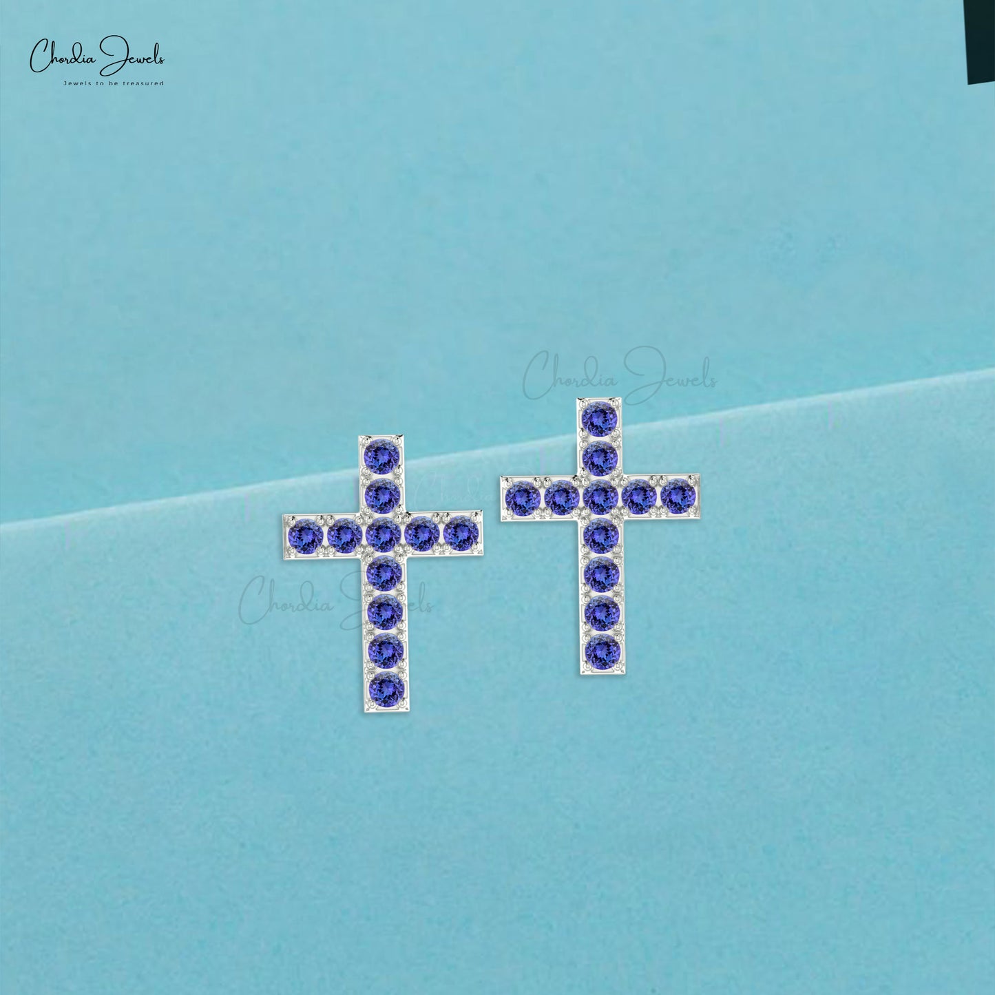 tanzanite cross studs