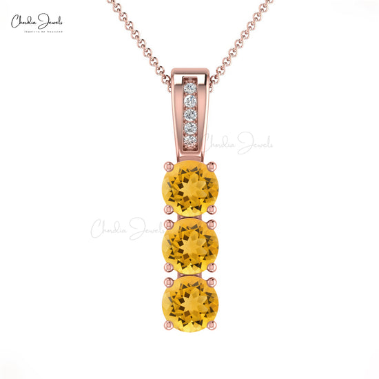 Natural Citrine & Diamond Pendant