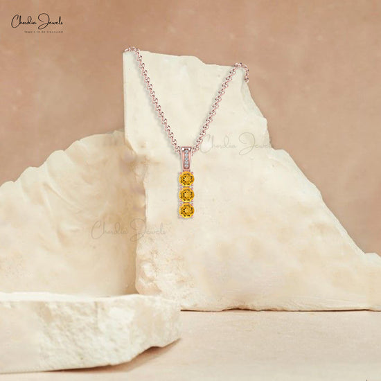 Load image into Gallery viewer, Natural Citrine &amp;amp; Diamond Pendant
