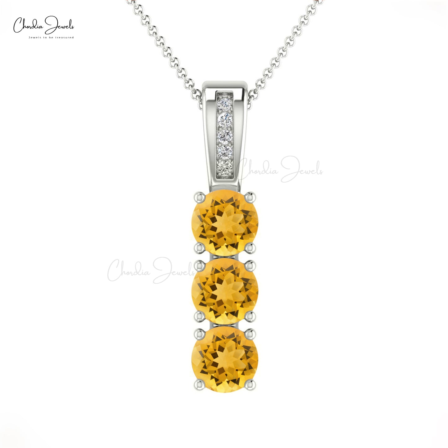 Natural Citrine & Diamond Pendant