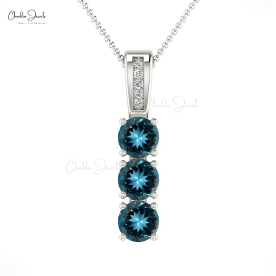 Buy Blue Topaz Diamond Pendant