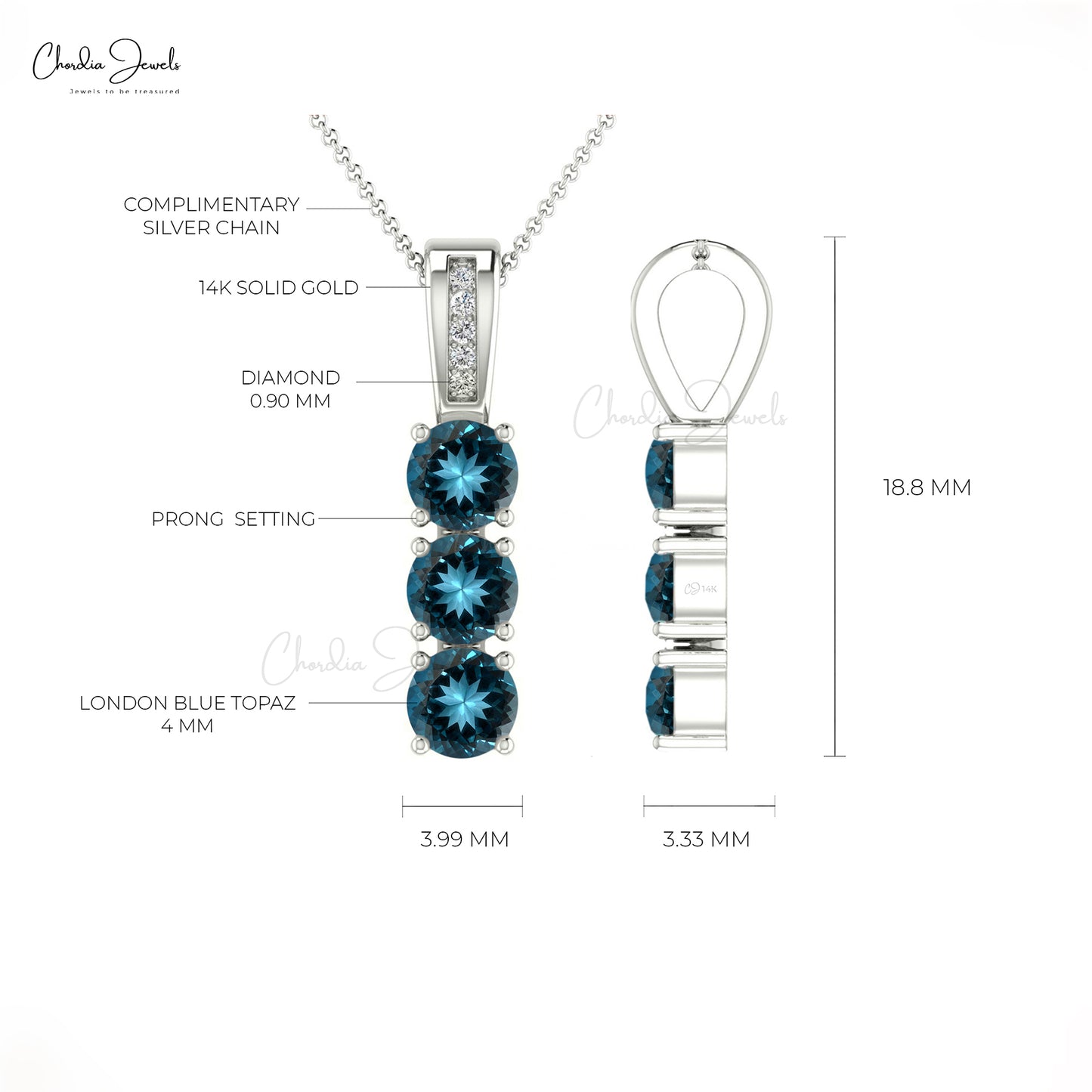 Buy Blue Topaz Diamond Pendant