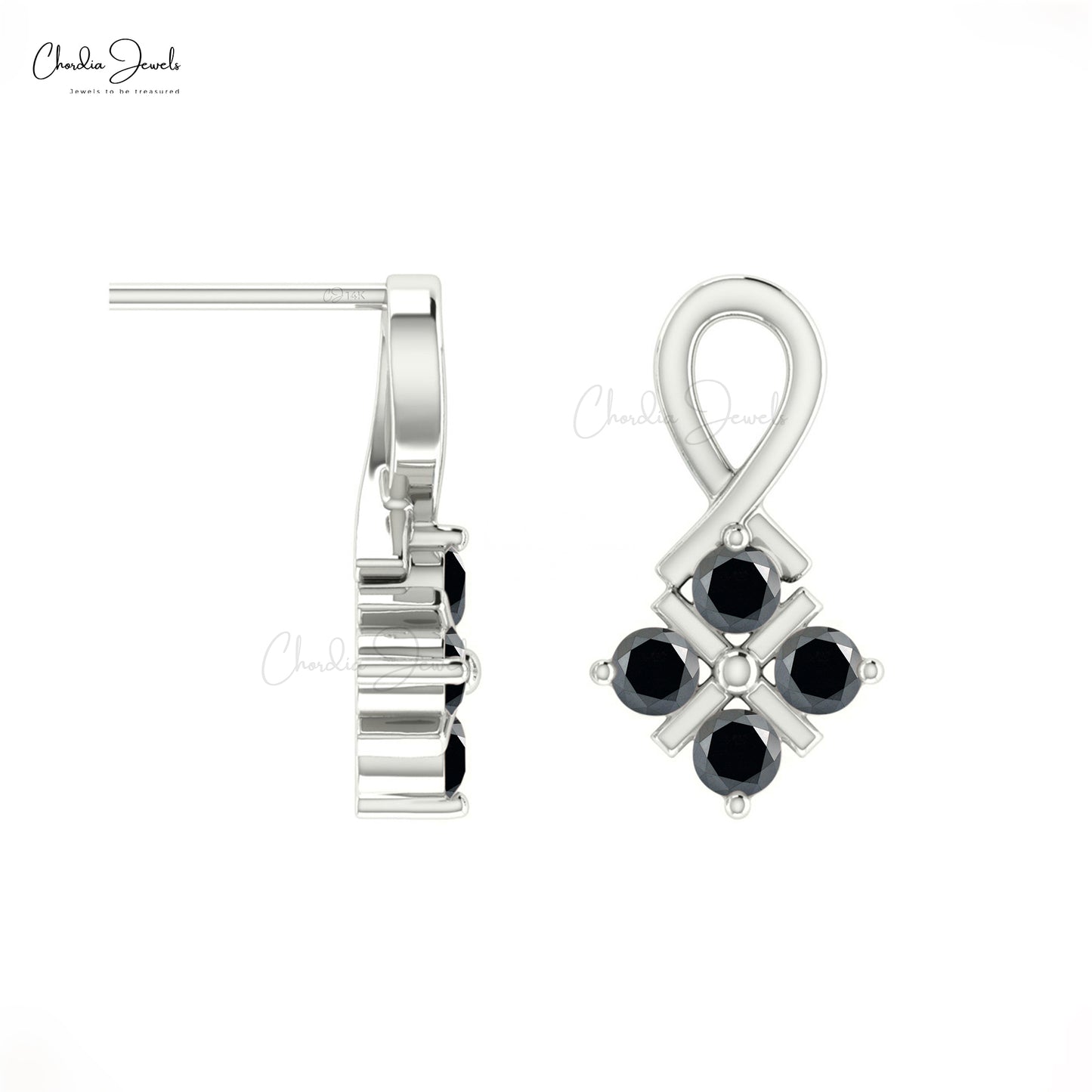Buy Now Black Diamond Stud Earrings in 14k Solid Gold At Cheap Price