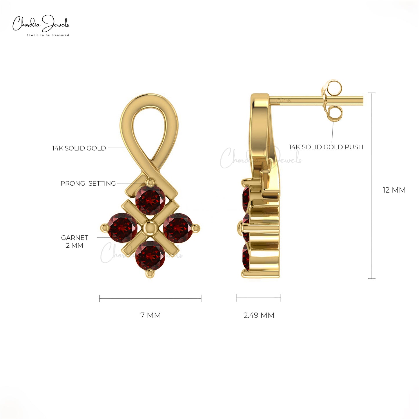 Buy Garnet Twisted Studs