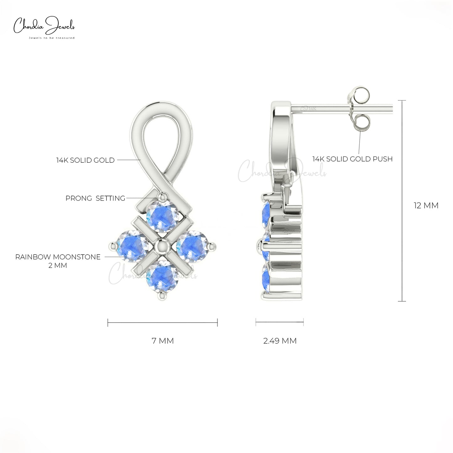 14k Gold Gemstone Earrings