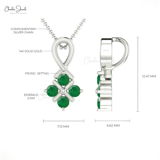 Load image into Gallery viewer, Twisted Pendant In 14k Solid Gold Genuine Emerald Gemstone Minimalist Pendant For Women
