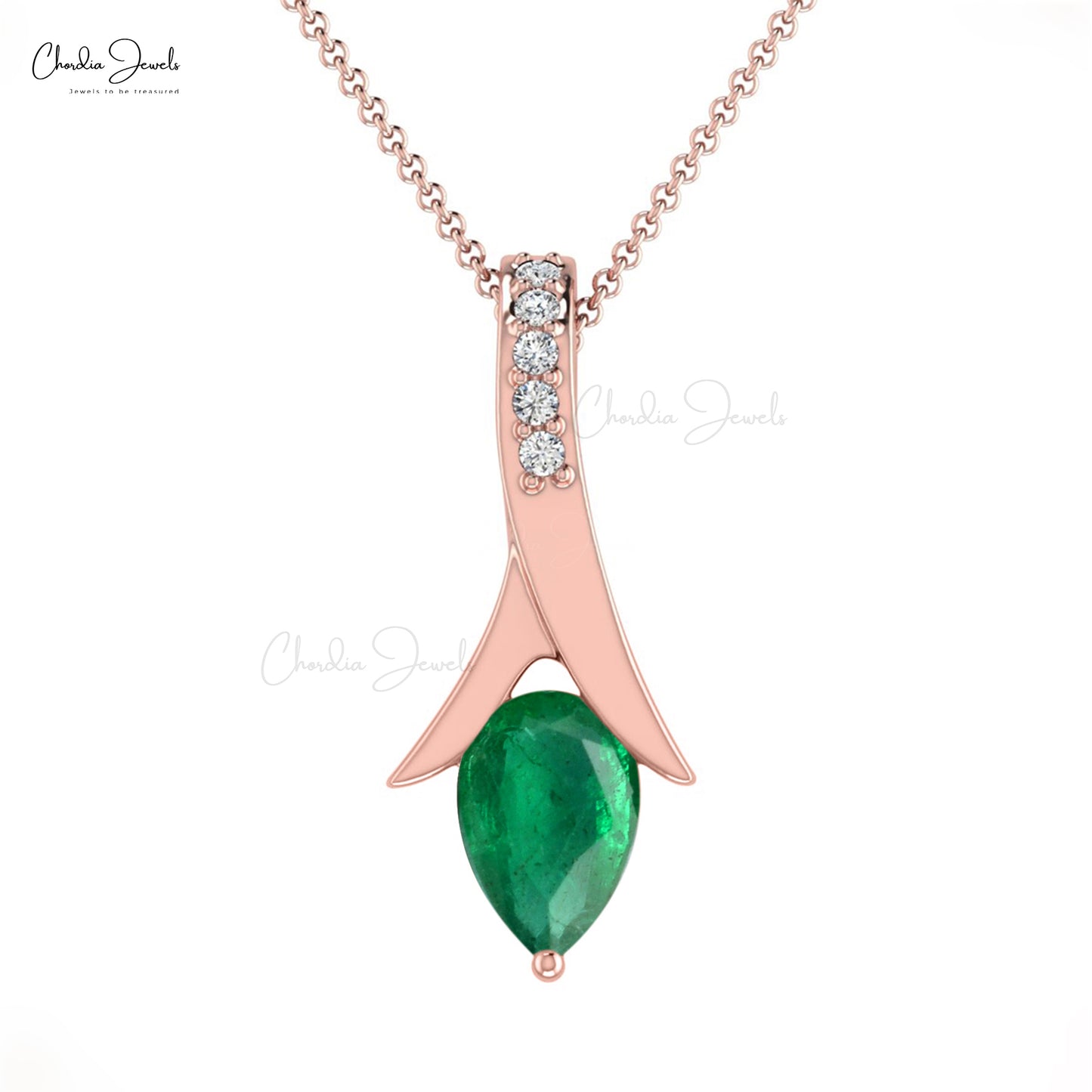 Tear Drop Pendant With 0.41ct Emerald Genuine Diamond Accents Delicate Pendant For Love