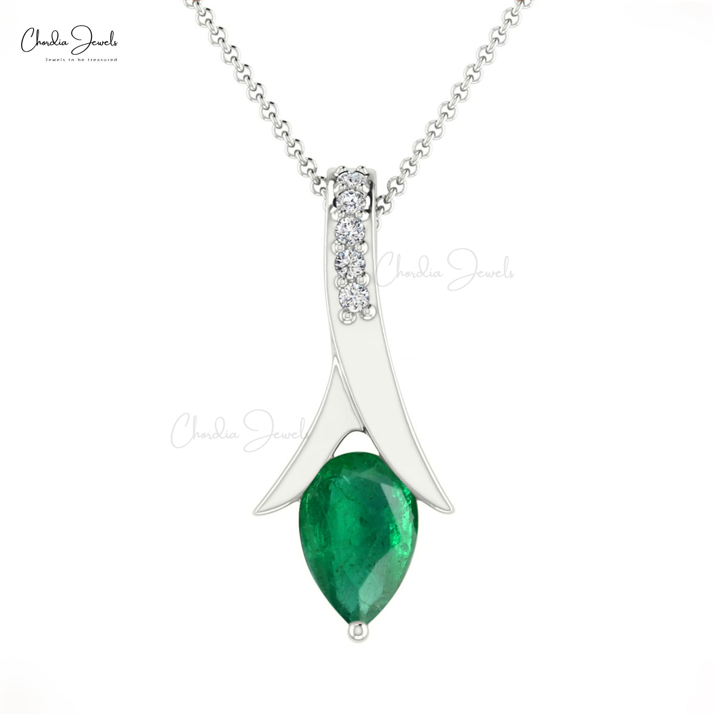 Tear Drop Pendant With 0.41ct Emerald Genuine Diamond Accents Delicate Pendant For Love