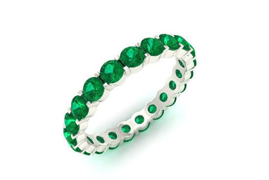 Full Eternity Engagement Band 1.26Ct Emerald Stacking Ring In 14k Solid Gold