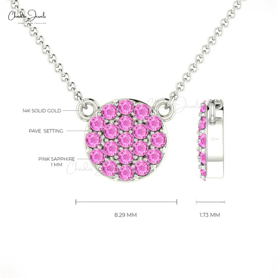 Round Pink Sapphire Necklace For Women