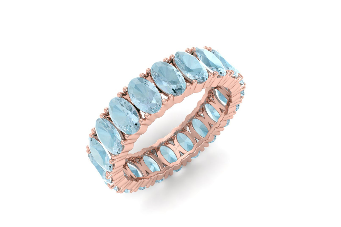 Natural Aquamarine Eternity Band 5x3mm Oval Faceted Gemstone Eternity Band