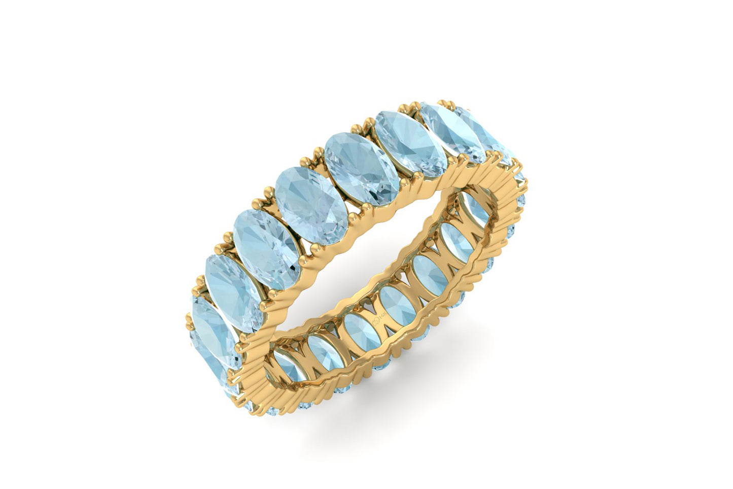 Natural Aquamarine Eternity Band 5x3mm Oval Faceted Gemstone Eternity Band