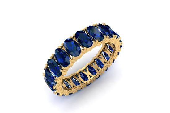 Brilliant Oval Cut Blue Sapphire Eternity Gemstone Band Ring For Engagement