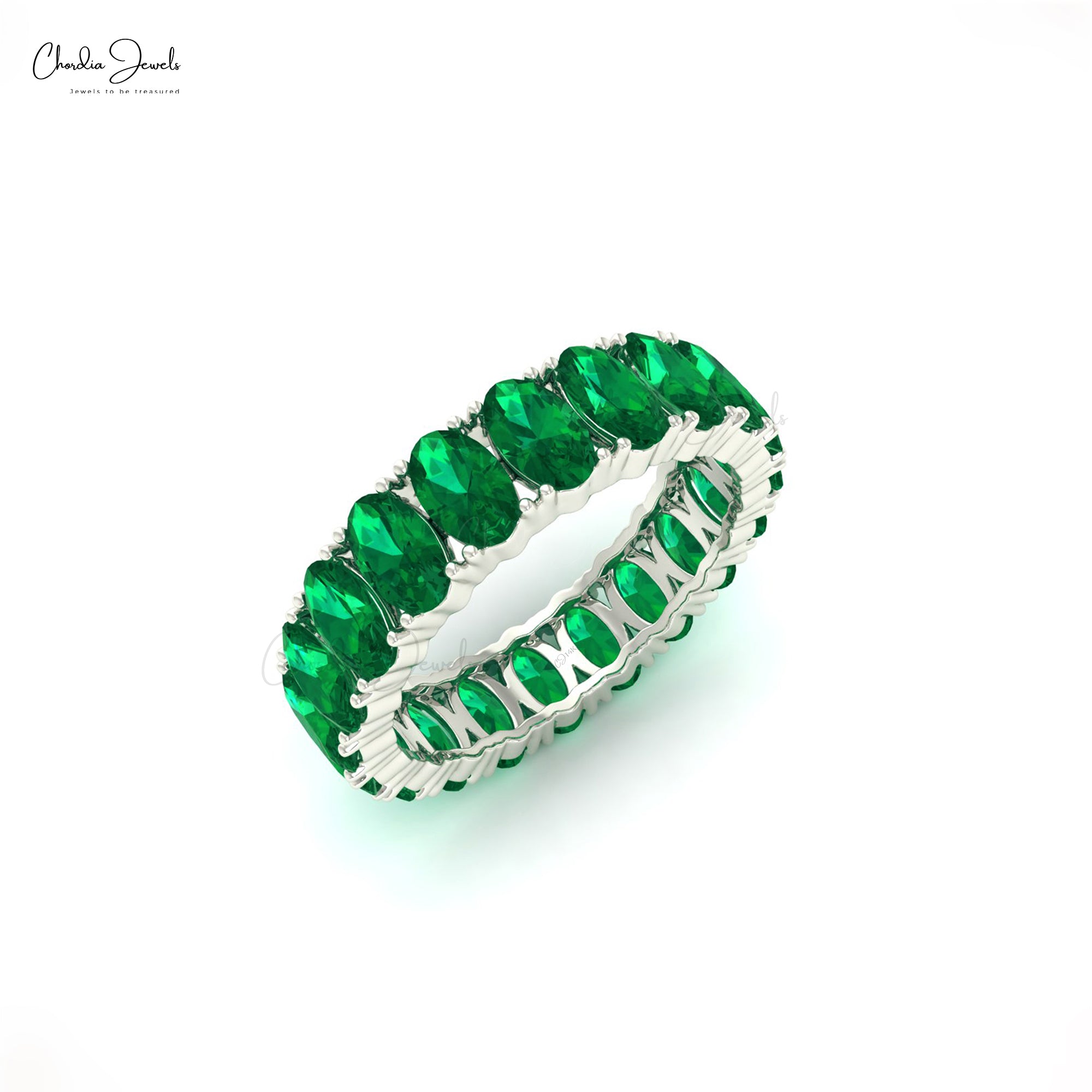 Dont Miss Our Emerald Eternity Band in 14k Real Gold By Chordia Jewels
