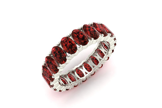 Natural Garnet Eternity Band in14k Solid Gold