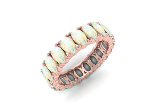 Pure 14k Gold Eternity Band In 3.20 Ct Fire Opal October Birthstone Rings For Women