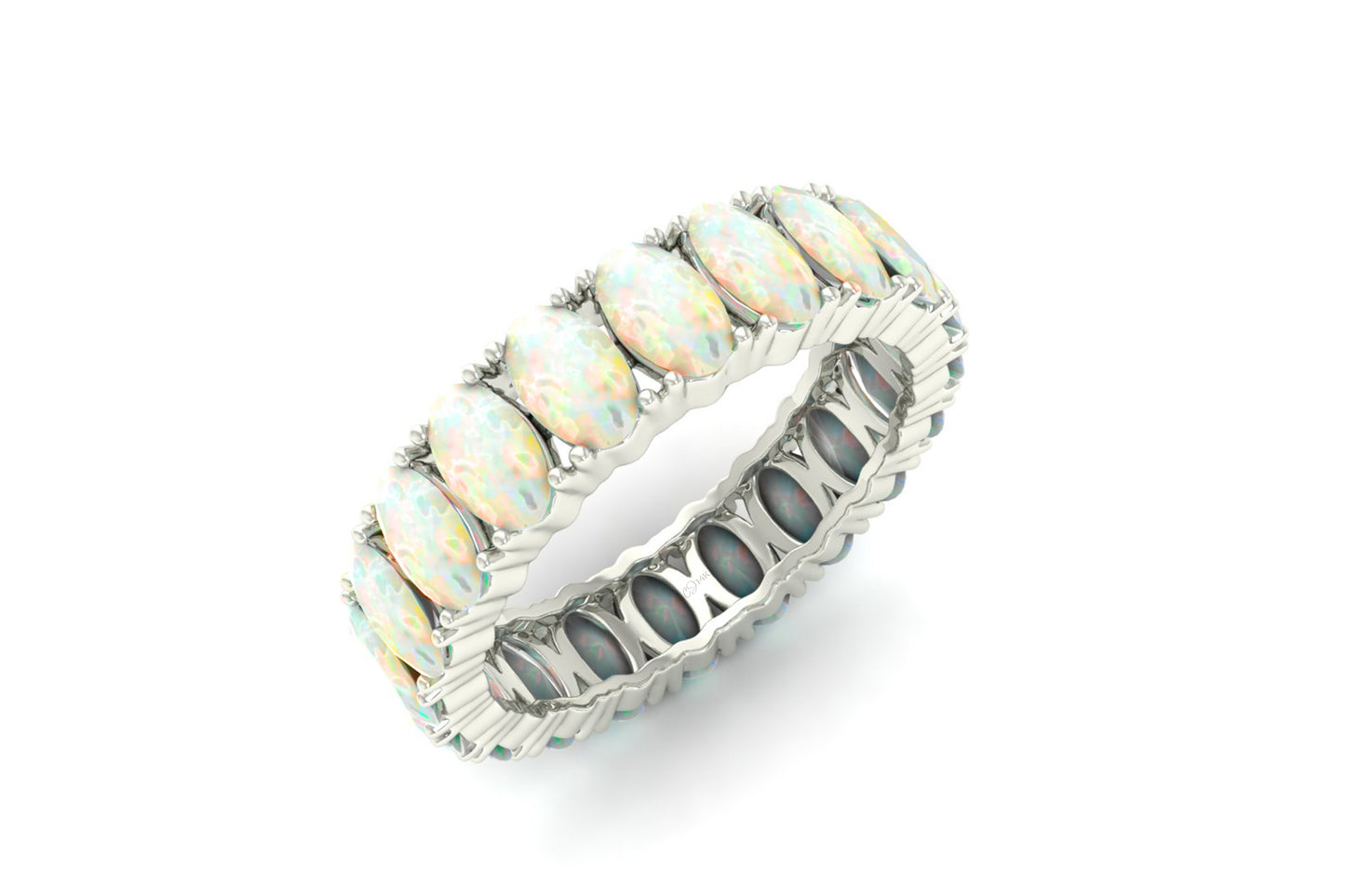 Pure 14k Gold Eternity Band In 3.20 Ct Fire Opal October Birthstone Rings For Women