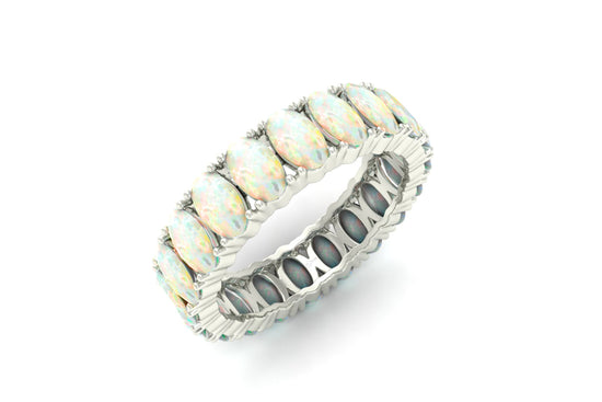 Pure 14k Gold Eternity Band In 3.20 Ct Fire Opal October Birthstone Rings For Women