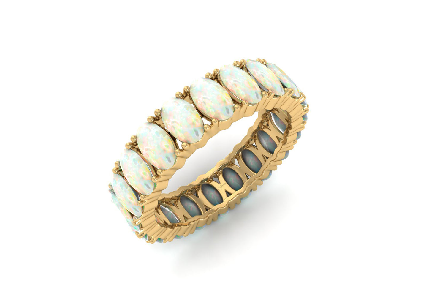Pure 14k Gold Eternity Band In 3.20 Ct Fire Opal October Birthstone Rings For Women