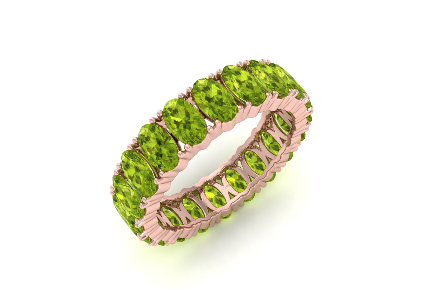Stackable Eternity Band With 5 Ct Peridot Prong Set In 14k Solid Gold Bridal Rings