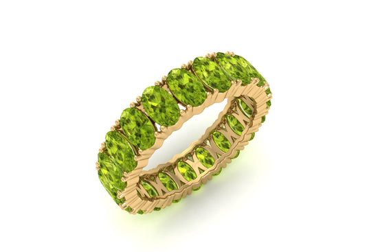 Stackable Eternity Band With 5 Ct Peridot Prong Set In 14k Solid Gold Bridal Rings