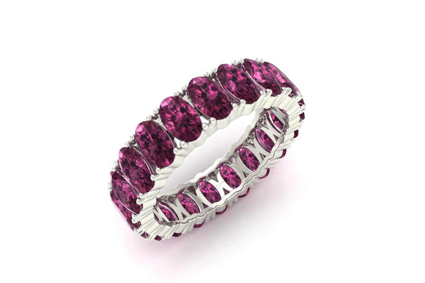 Solid 14k Gold Stacking Ring With 6.6 Ct Rhodolite Garnet Eternity Wedding Band Rings