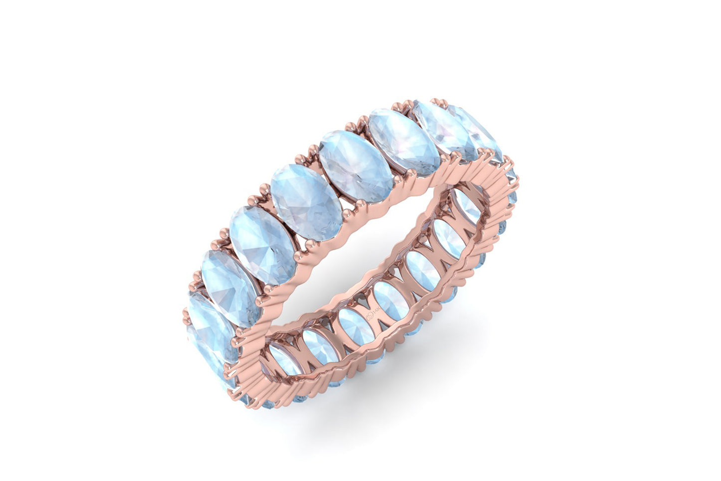 Rainbow Moonstone Eternity Gemstone Band Ring for Woman in 14K Gold