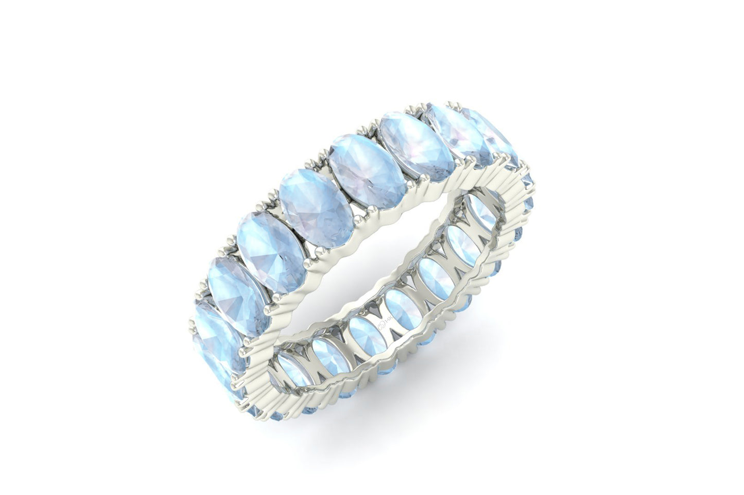 Rainbow Moonstone Eternity Gemstone Band Ring for Woman in 14K Gold