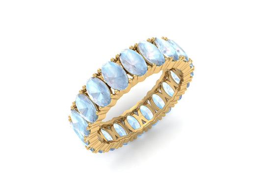 Rainbow Moonstone Eternity Gemstone Band Ring for Woman in 14K Gold