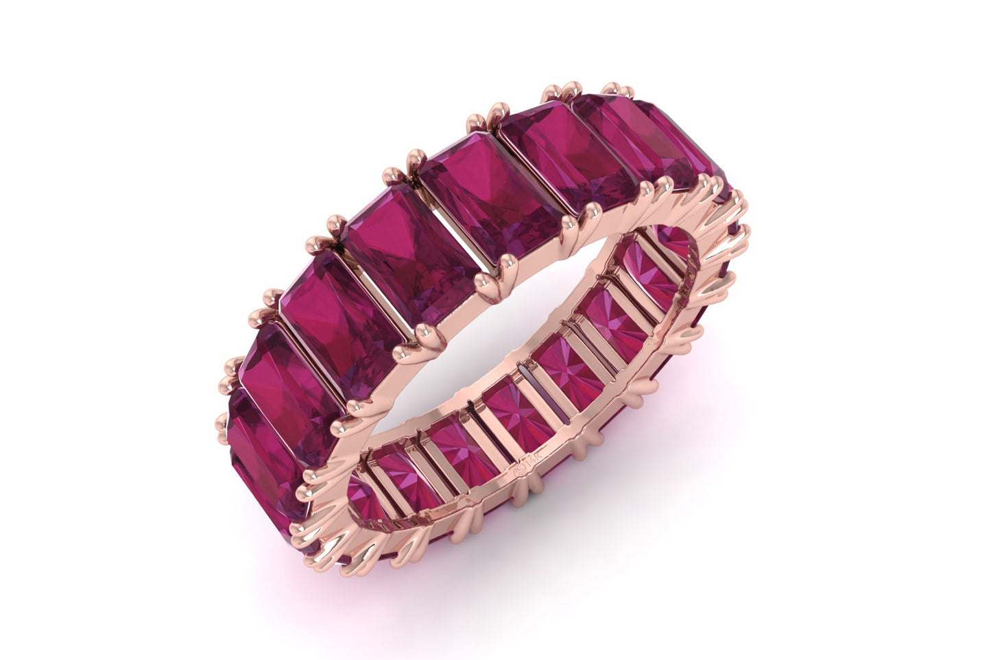 Octagon Eternity Ring In 14k Solid Gold Burma Ruby 5x3mm Gemstone Engagement Bands