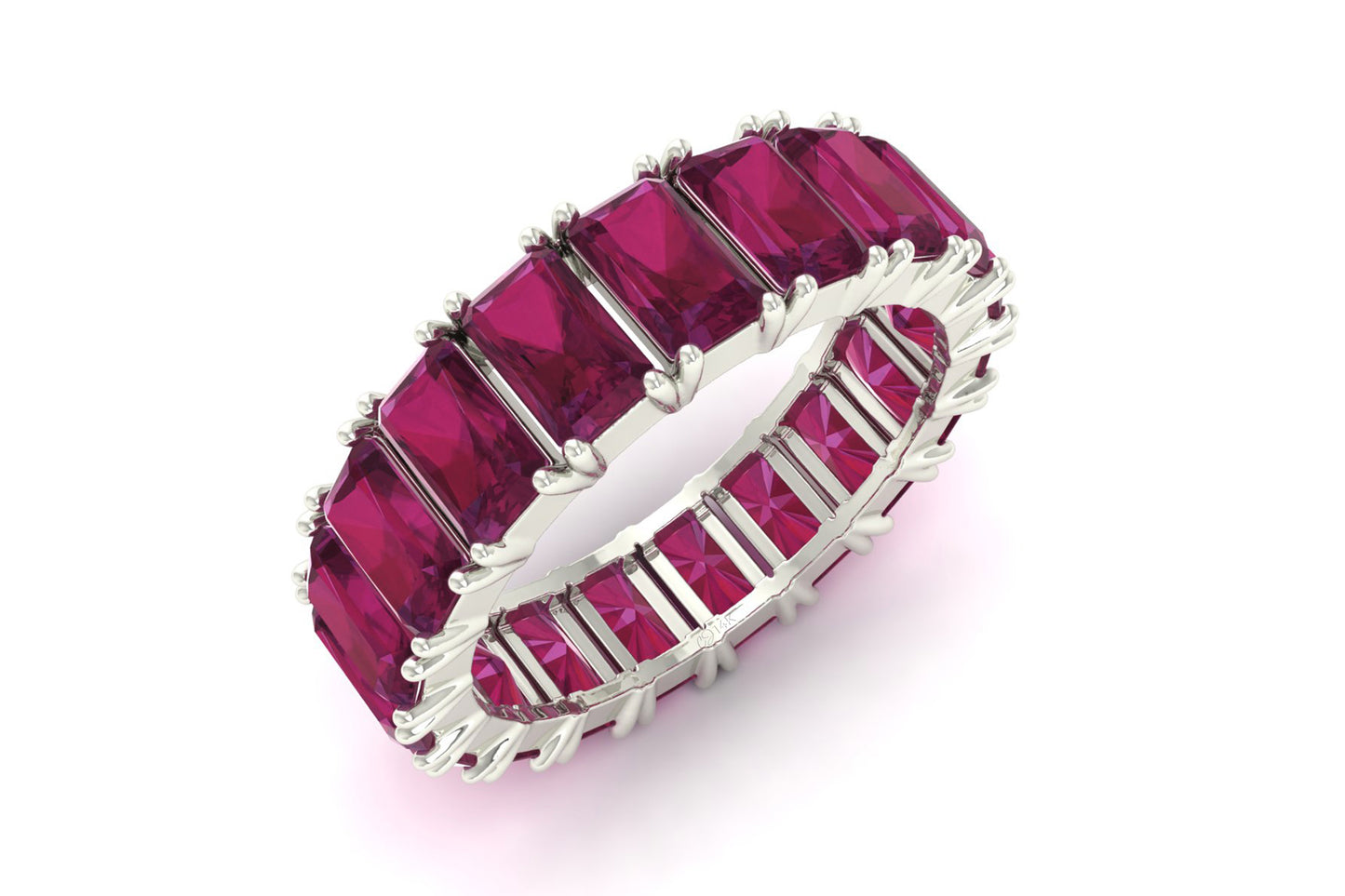 Octagon Eternity Ring In 14k Solid Gold Burma Ruby 5x3mm Gemstone Engagement Bands