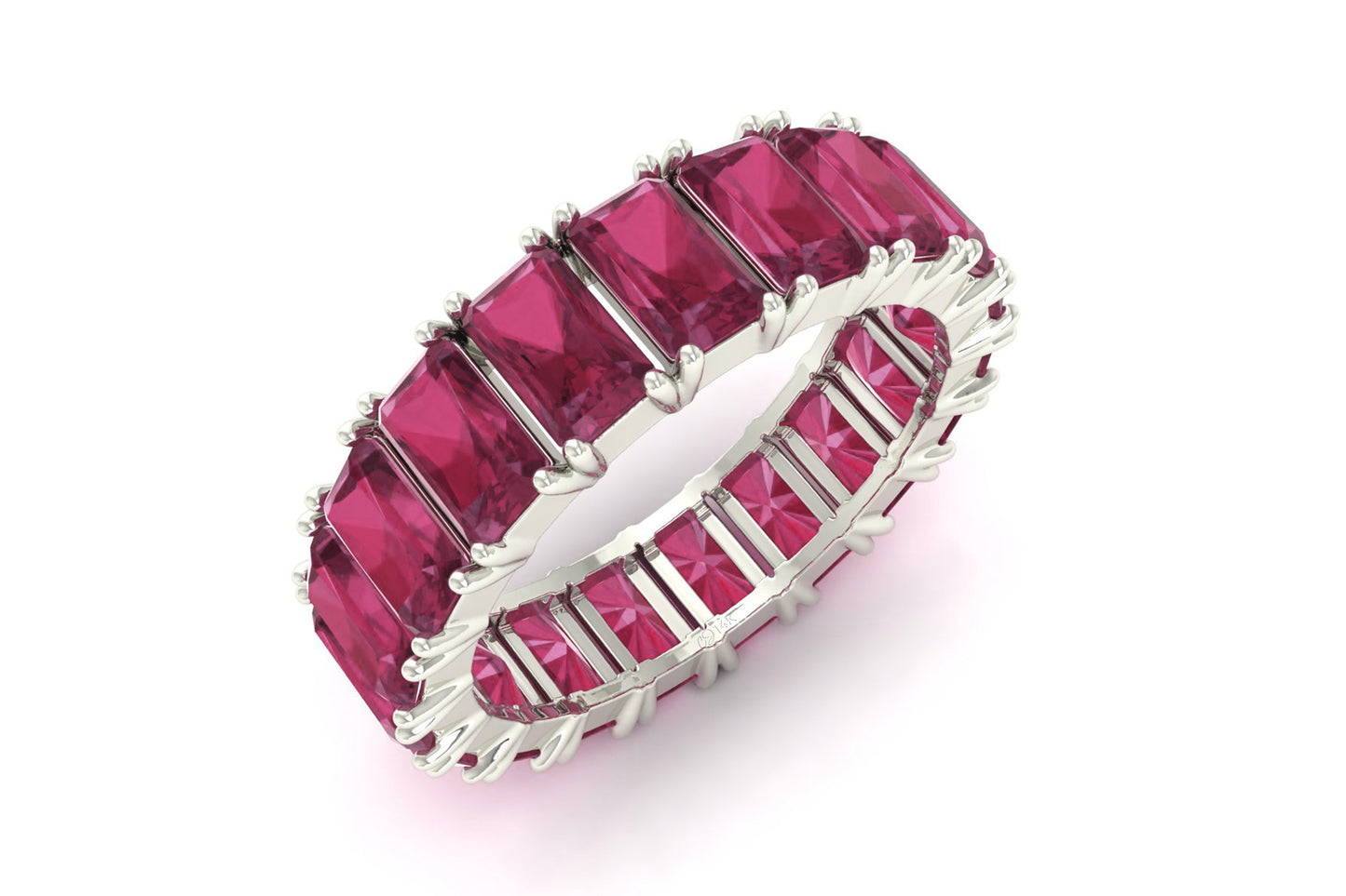 Natural 7 Carats Pink Tourmaline October Birthstone Full Eternity Band in 14k Solid Gold
