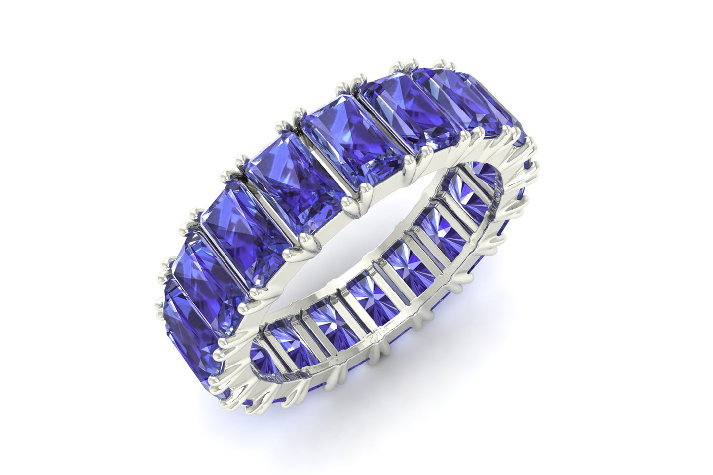 Stackable Eternity Band With Tanzanite Gemstone 14K Real Gold Promise Ring For Love
